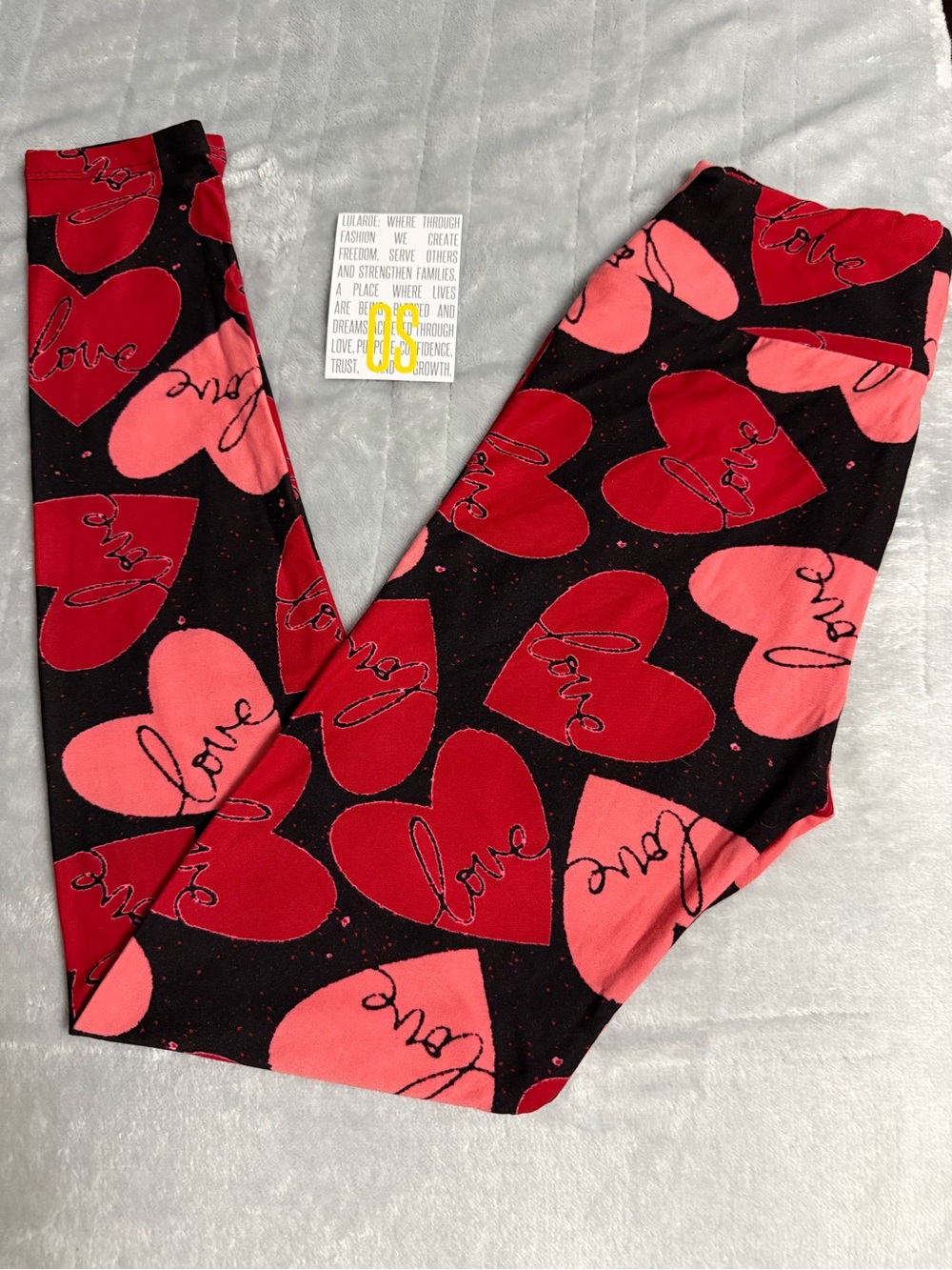 New Lularoe OS pink & red love hearts Valentines Day Leggings